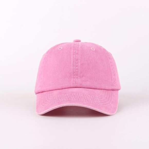 Unisex Washed-pink Baseball Cap Cotton Fits Washed Denim Adjustable Hat - Picture 5 of 7